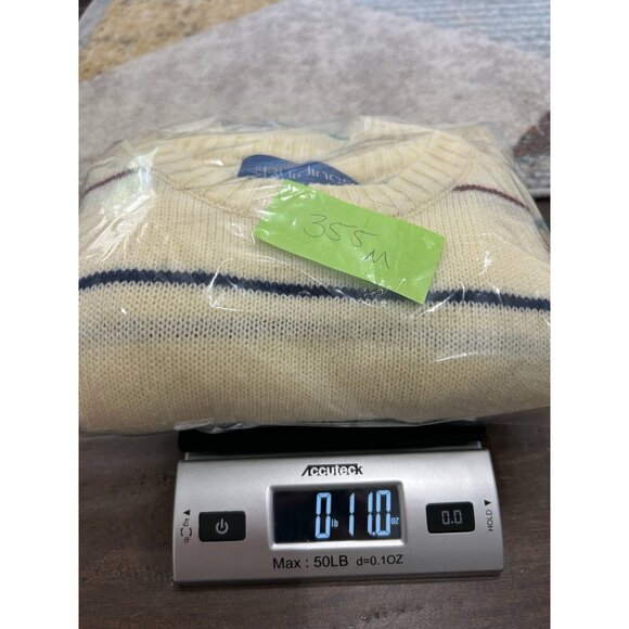 Vintage Burdines Yellow Striped Knit Sweater Crewneck Long Sleeve Sz M - Picture 8 of 8